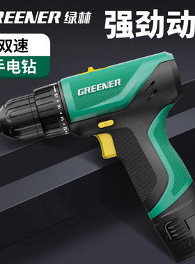 绿林手电钻锂电池家用充电式小型手枪钻多功能打墙打孔电动螺丝刀