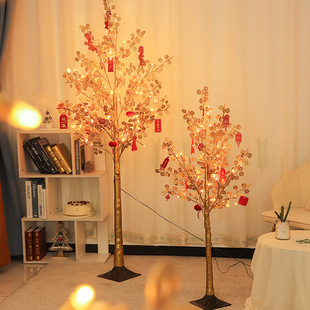 新年装饰品2026年新款发财树春节元旦摆件喜庆场景布置LED发光树