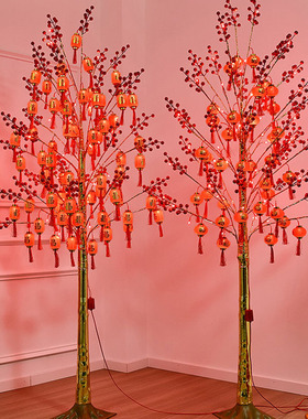 新款红果金币树灯2026新年装饰品场景布置春节元旦马年发财树摆件