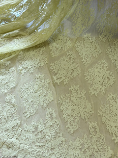 出口高含锦棉波浪边蕾丝面料婚纱礼服打底衫连衣裙布料浅粉色黄色