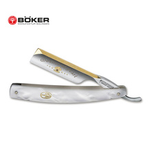 德国索林根 刀片24K镀金仿珍珠手柄老式 碳钢直刃剃须刀 Boker