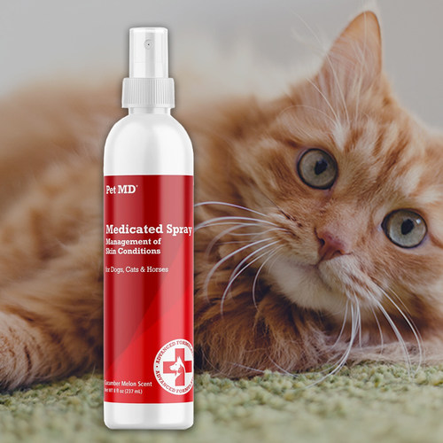 Pet MD-适用狗猫马清洁皮肤和毛发含脂肪酸芦荟维E宠物外用喷雾剂