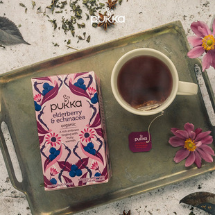 Pukka-普卡 Elderberry 接骨木紫锥菊温暖健康无咖啡因花草茶20袋