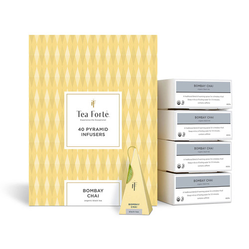 Tea Forte-BOMBAY CHAI孟买印度红茶含咖啡因金字塔茶包礼盒40个