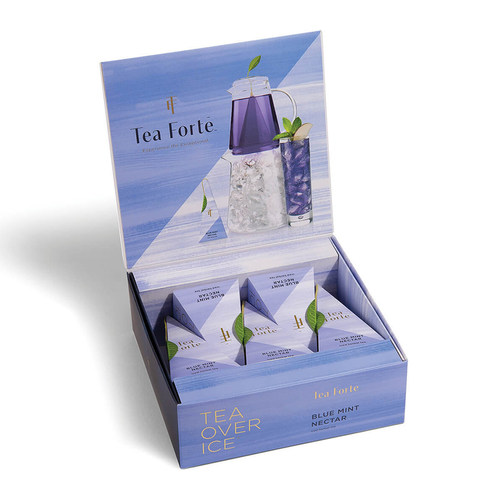 Tea Forte-蓝色薄荷花蜜优质有机无咖啡因草本冰茶金字塔茶包5个