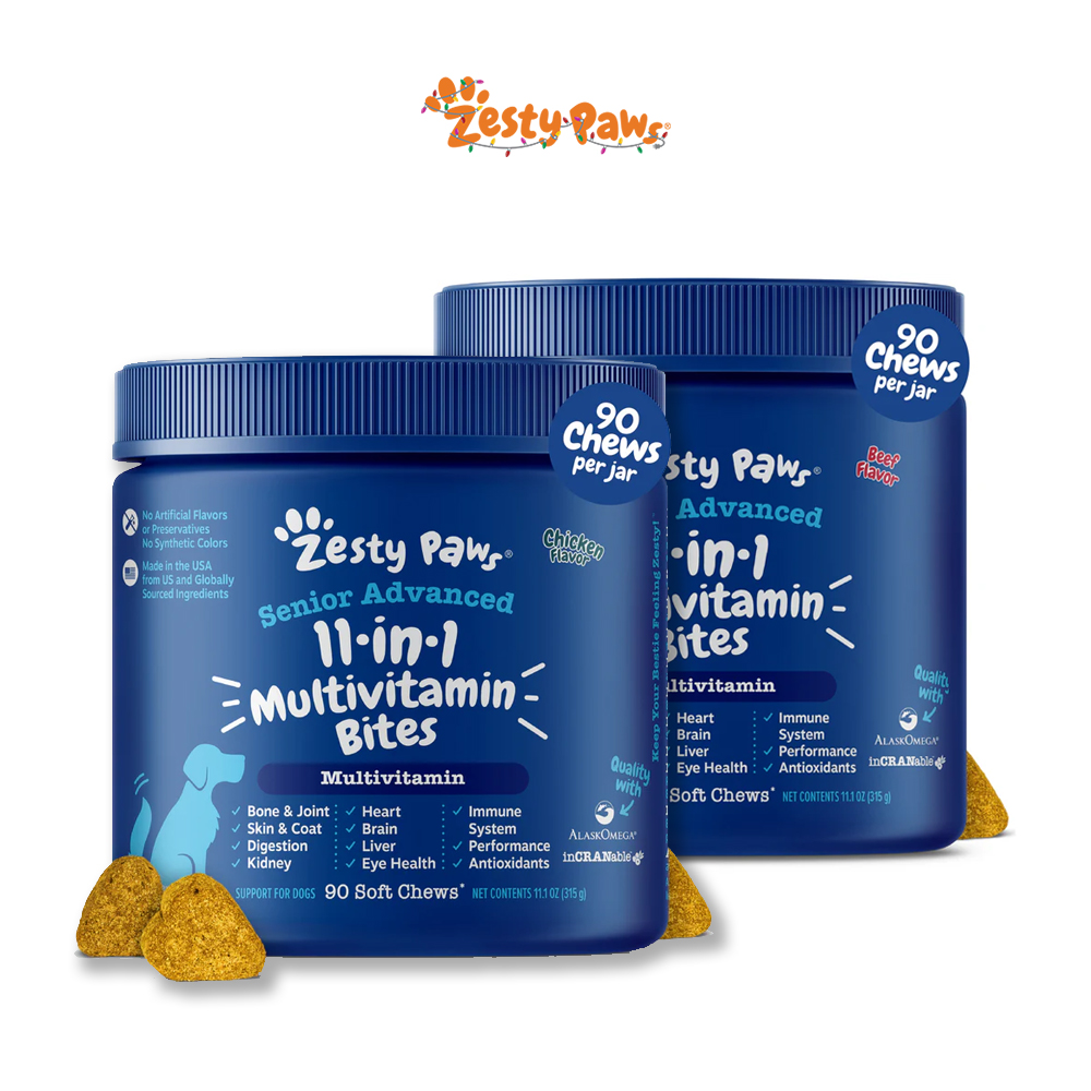 Zesty Paws-呵护关节心脏肠道眼睛老年犬专用高级11合1复合维生素