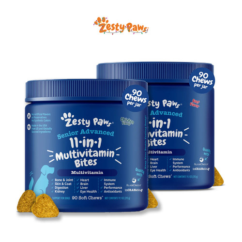 Zesty Paws-呵护关节心脏肠道眼睛老年犬专用高级11合1复合维生素