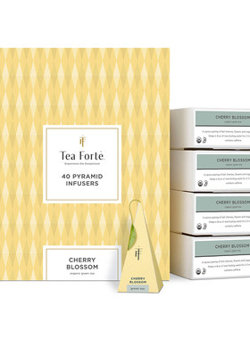 Tea Forte-樱桃鲜花佛手柑阿萨姆茶40座金字塔红茶绿茶凉茶包礼盒