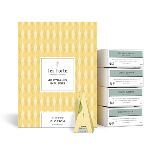 Tea Forte-樱桃鲜花佛手柑阿萨姆茶40座金字塔红茶绿茶凉茶包礼盒