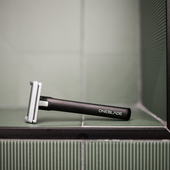 Oneblade ELEMENT阳极氧化铝手柄和哑光镀铬刀头单刀片安全剃须刀