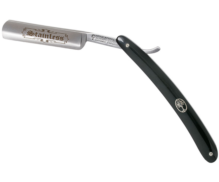Boker-德国索林根 超级凹磨 5/8"老式不锈钢直刃剃须理发刀塑料柄