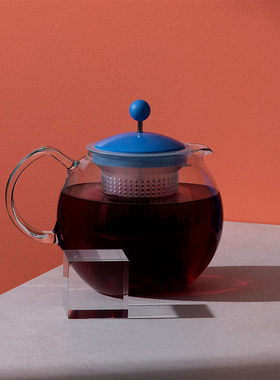 Bodum-波顿 Assam 阿萨姆 玻璃手柄多彩塑料壶盖法压泡茶茶壶1L