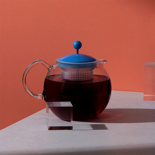 Bodum-波顿 Assam 阿萨姆 玻璃手柄多彩塑料壶盖法压泡茶茶壶1L