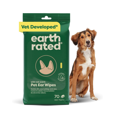 Earth Rated-有效去除污垢和耳垢堆积野燕麦香型宠物耳部清洁湿巾