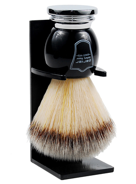 Parker-美国帕克 BCSY 合成纤维獾毛 黑色镀铬手柄 剃须刷 含刷架
