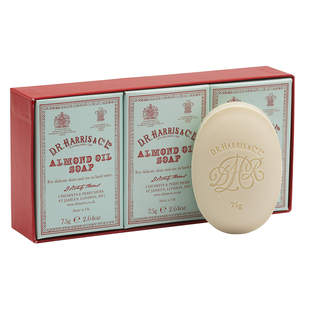 D.R.Harris-Almond Oil清洁保湿三重研磨 杏仁油男士沐浴皂 75g*3