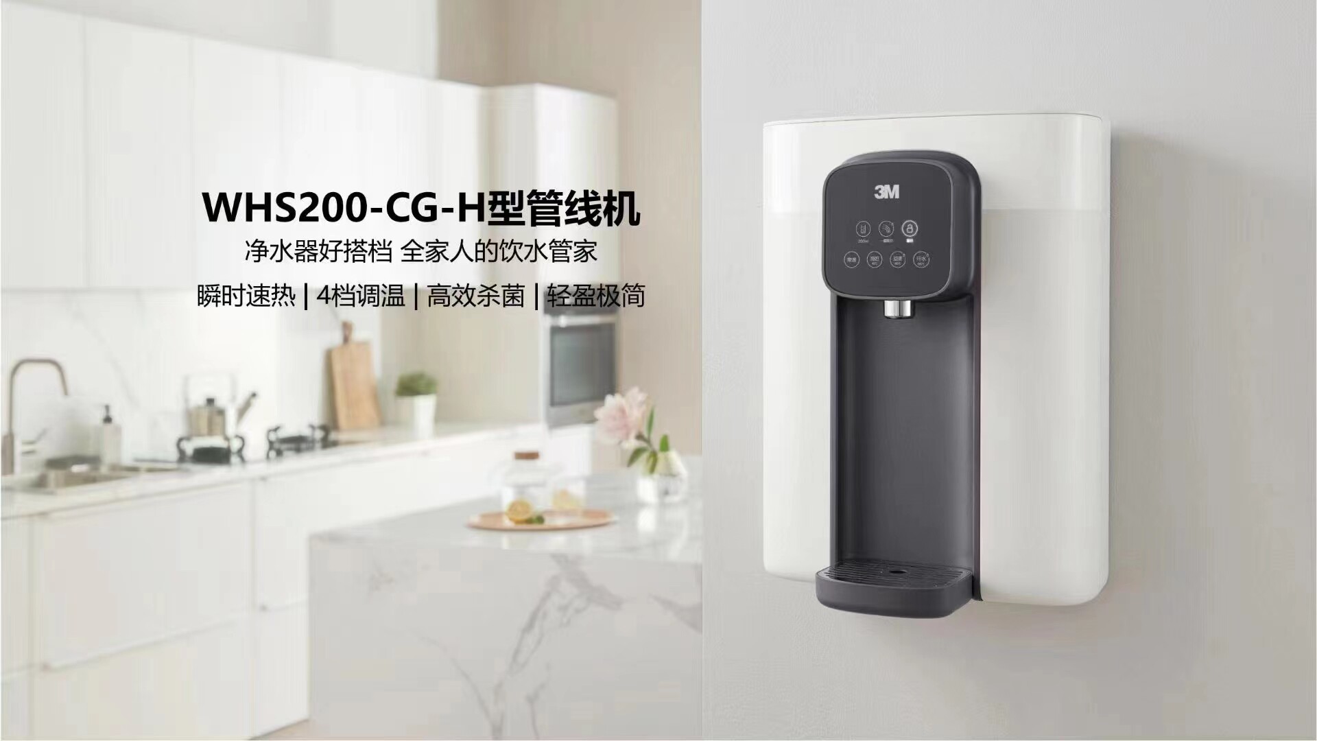 台式管线机家用壁挂式WHS200-BK-H管线机即热式直饮机净水器