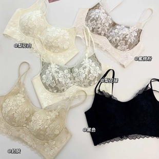蕾丝拼接防走光法式 打底背心裹胸吊带一体美背内衣抹胸无钢圈文胸