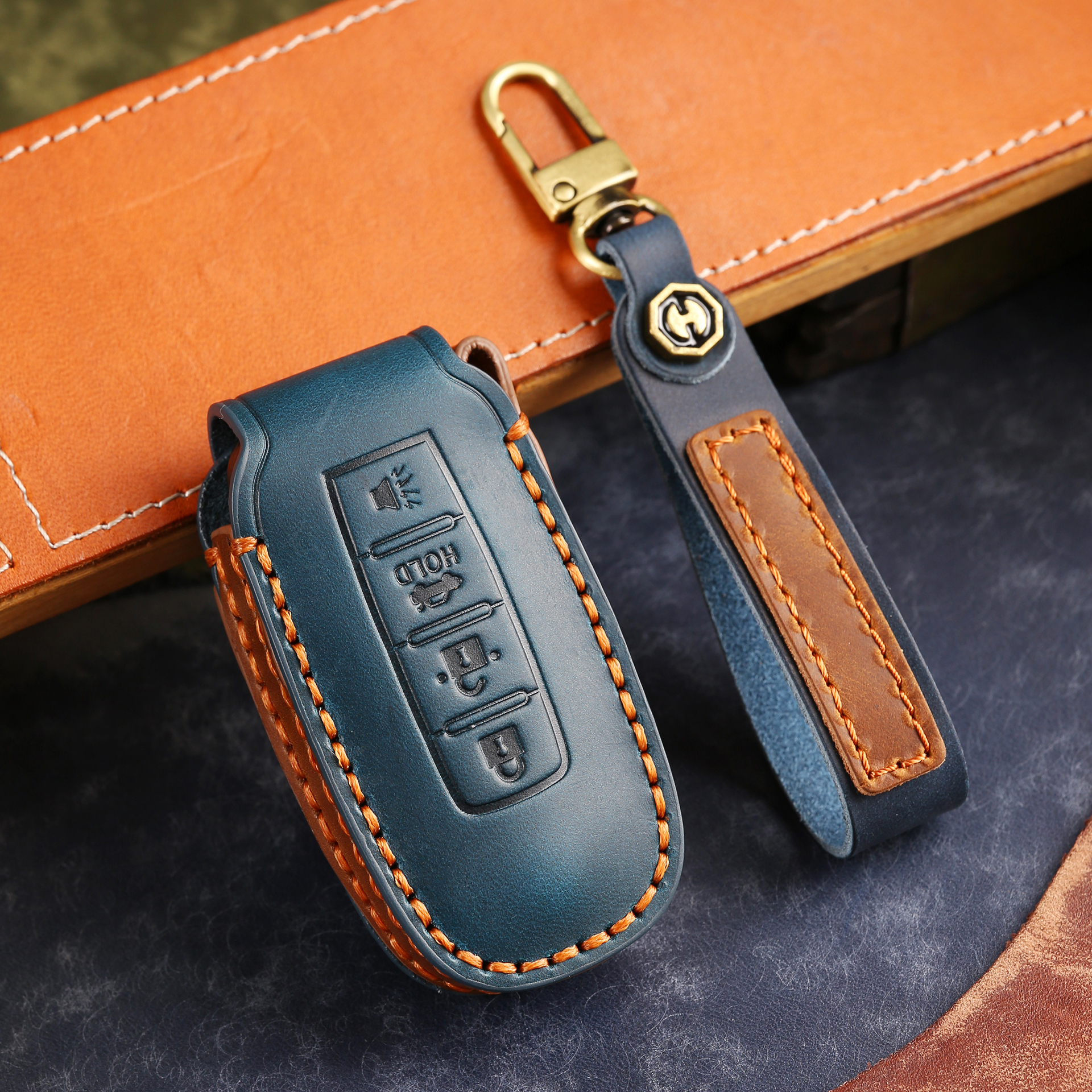 日韩风手工真皮保护启辰车钥匙套