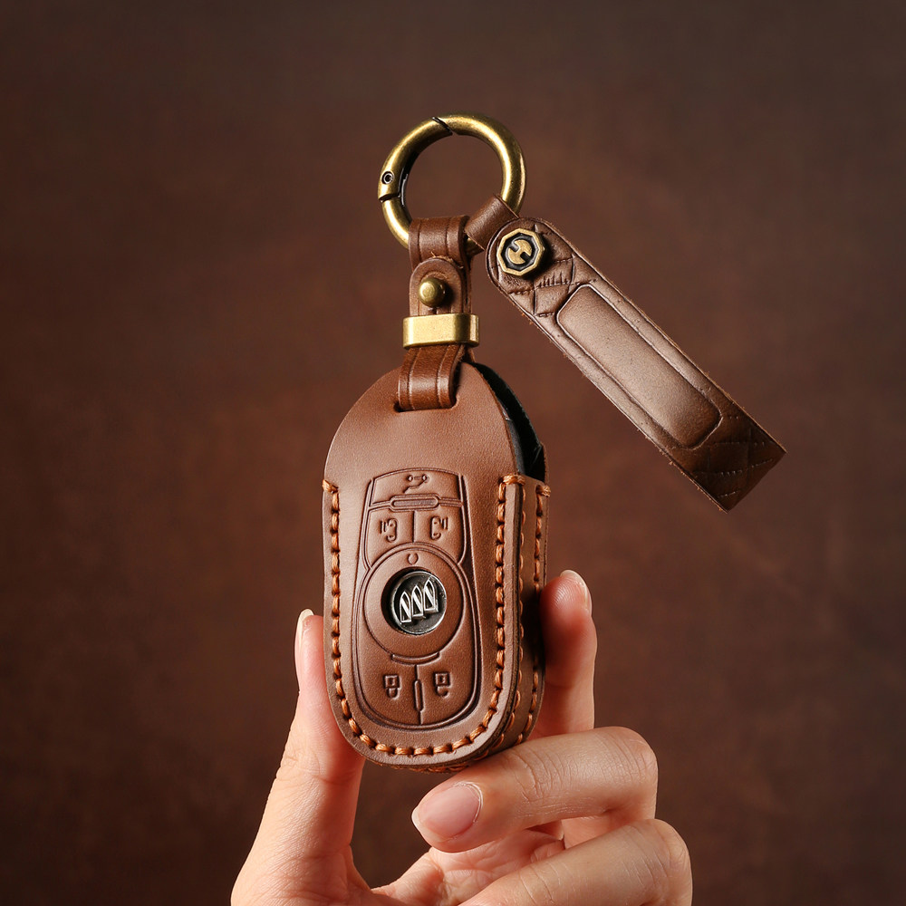 双缝线手工真皮别克车钥匙保护套