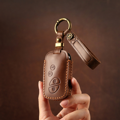 双缝线手工真皮雷克萨斯车钥匙套