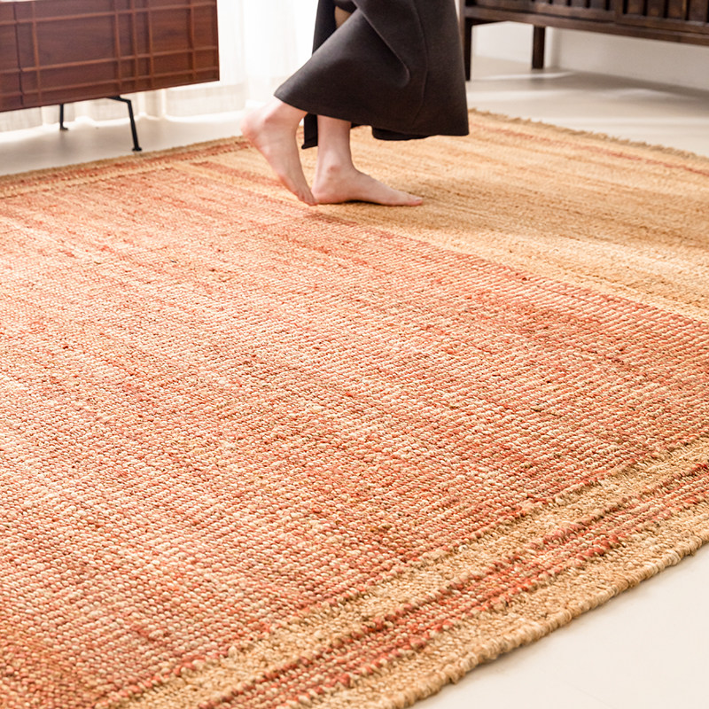 视觉味道 进口黄麻客厅地毯中古手工编织无胶侘寂复古高级感剑麻,居家布艺,地毯,淘宝优惠券,粉丝福利购,淘宝优惠卷