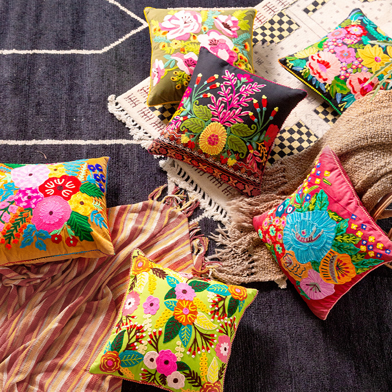 视觉味道进口刺绣抱枕靠枕民族风沙发靠垫高级氛围感复古客厅卧室,居家布艺,靠垫/抱枕,淘宝优惠券,粉丝福利购,淘宝优惠卷