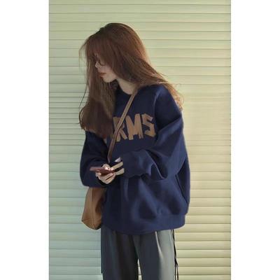 加绒加厚圆领卫衣美式纯棉宽松