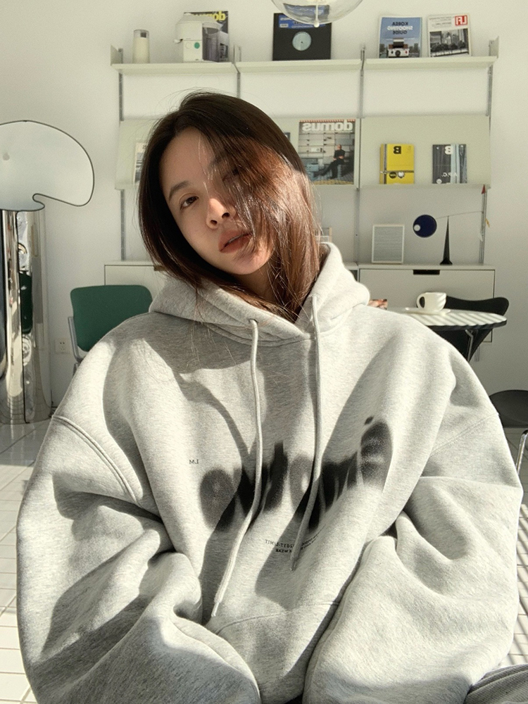 加绒加厚宽松纯棉美式复古卫衣