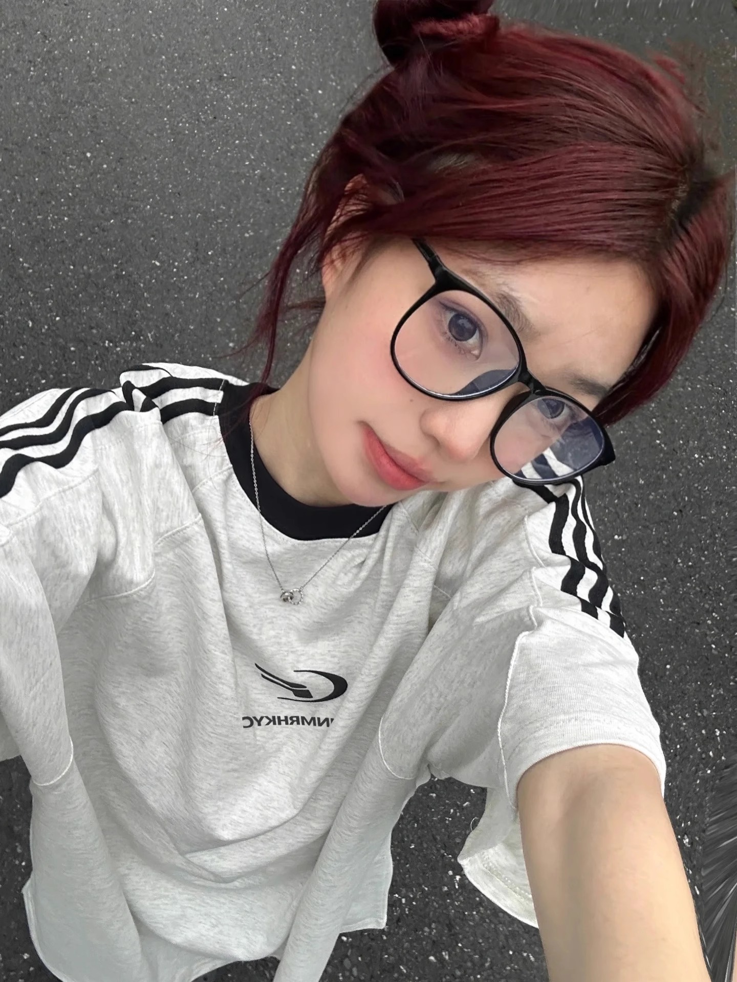 纯棉美式三条杠拼接条纹短袖t恤女2025新款夏季宽松潮牌情侣上衣