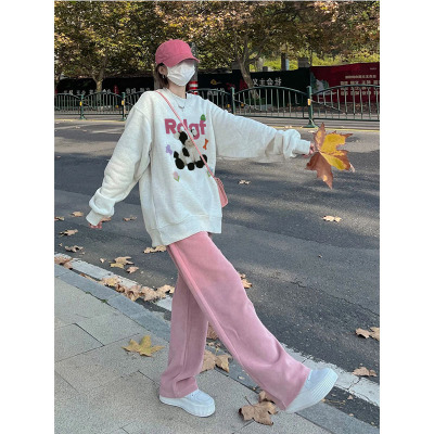 加绒宽松纯棉美式复古印花卫衣