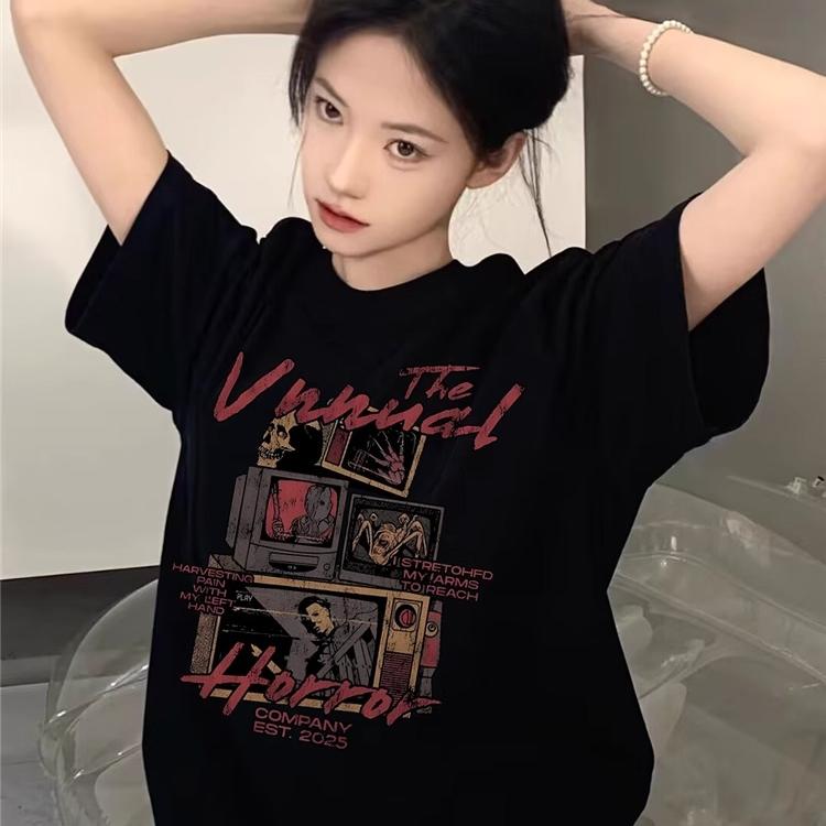短袖设计感小众重磅印花纯棉男女