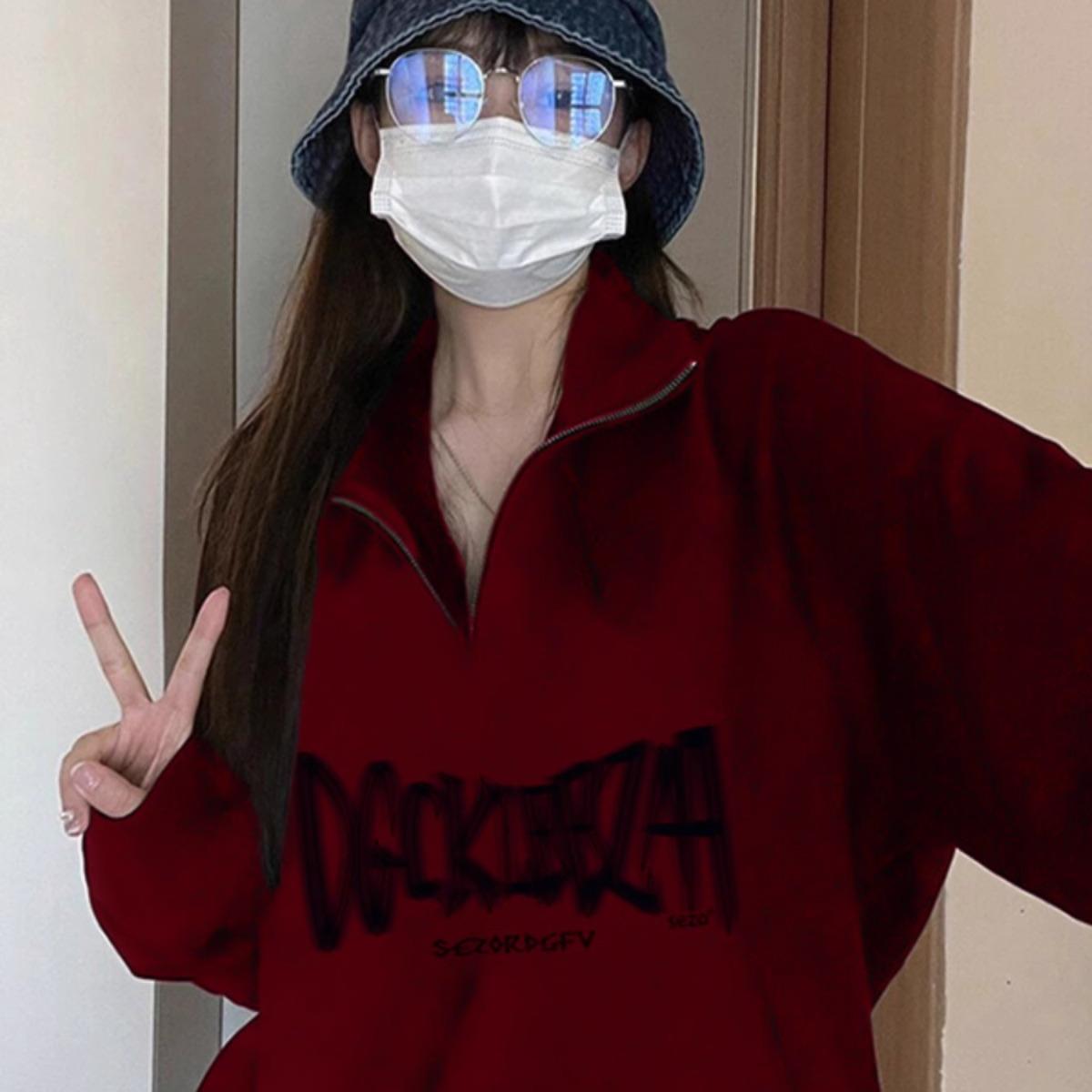 加绒加厚卫衣设计感小众纯棉宽松