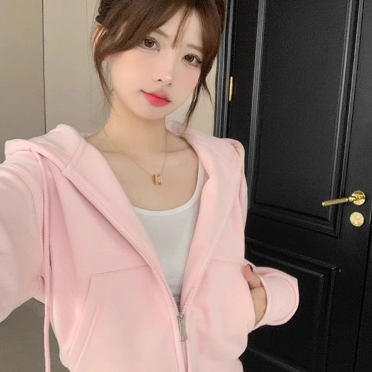 【重磅纯棉】春秋连帽拉链卫衣女