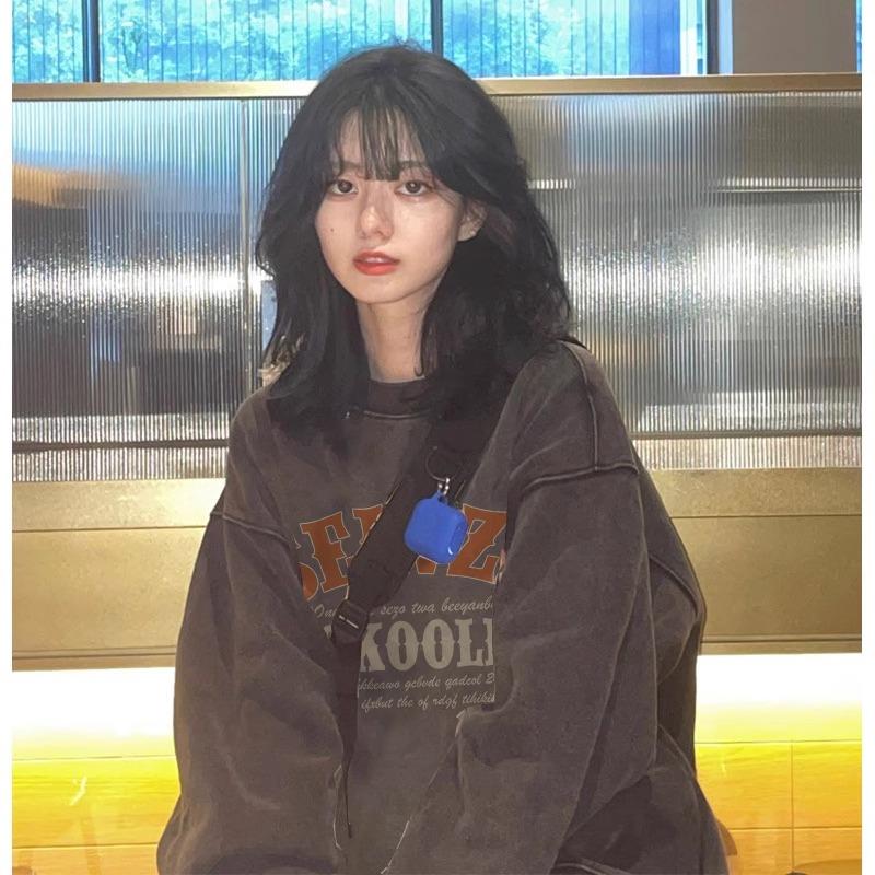 加绒加厚圆领卫衣美式纯棉宽松