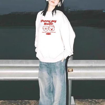 【重磅纯棉】秋冬美式圆领卫衣女