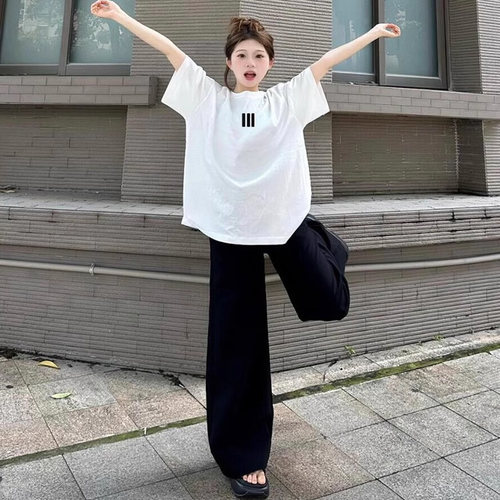 短袖设计感小众重磅印花纯棉男女