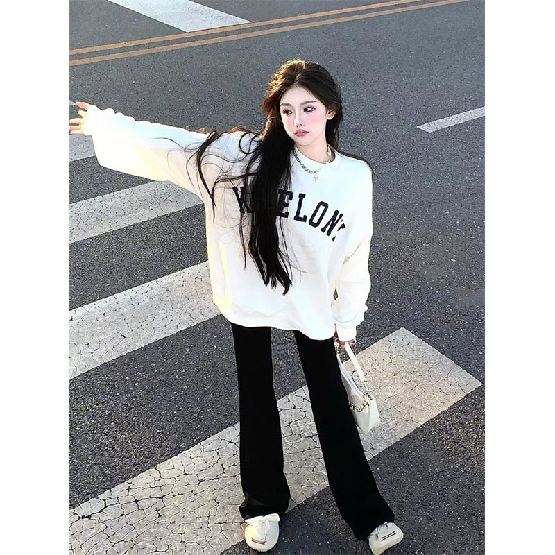 印花圆领卫衣oversize纯棉宽松