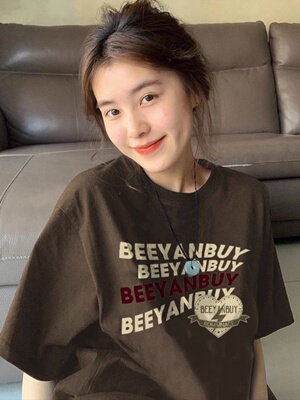 短袖美式复古常规半袖纯棉女