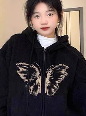 加绒加厚卫衣外套美式纯棉宽松