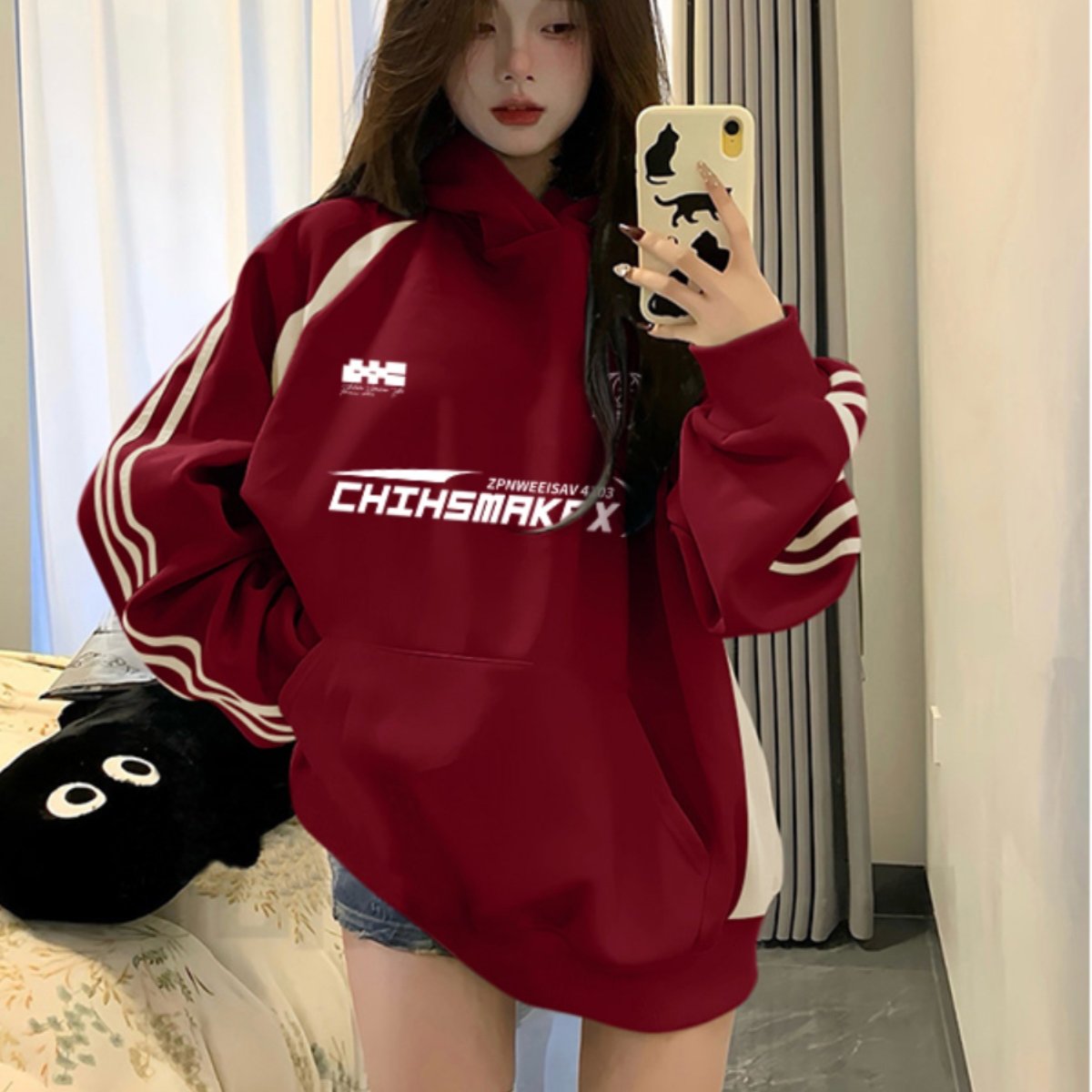 【重磅纯棉】春秋美式连帽卫衣女