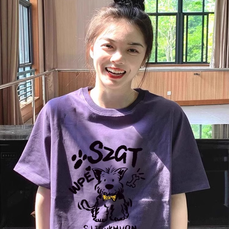 短袖设计感小众重磅印花纯棉男女