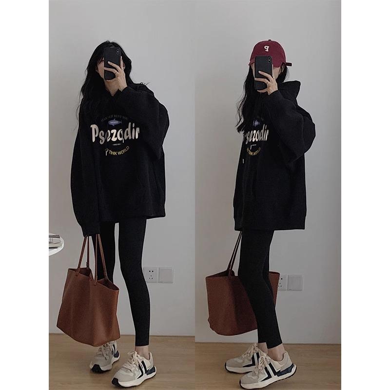 加绒加厚连帽卫衣设计感纯棉宽松