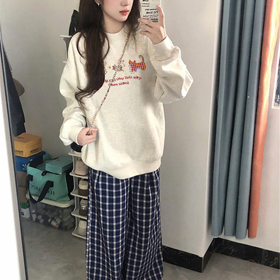 【重磅纯棉】秋冬加绒圆领卫衣女