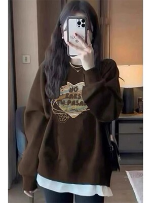 加绒加厚宽松纯棉美式卫衣