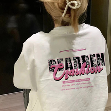 纯棉美式高街潮牌白色短袖t恤女2025新款爆款夏季宽松设计感上衣
