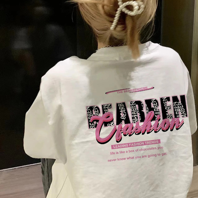 短袖设计感小众重磅印花纯棉男女