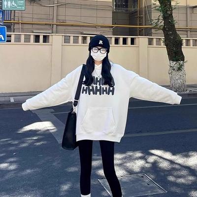 加绒加厚连帽卫衣设计感纯棉宽松