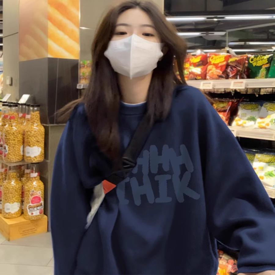 加绒加厚圆领卫衣美式纯棉宽松