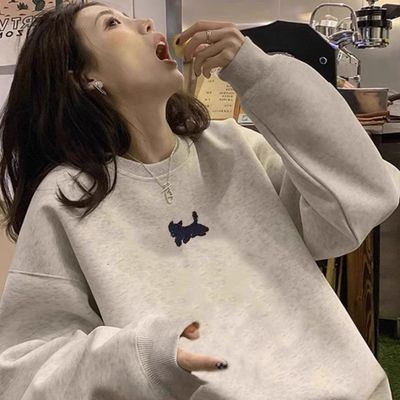 【重磅纯棉】加绒加厚圆领卫衣女